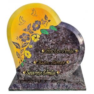 Plaque funéraire Cœur Horizon Jaune